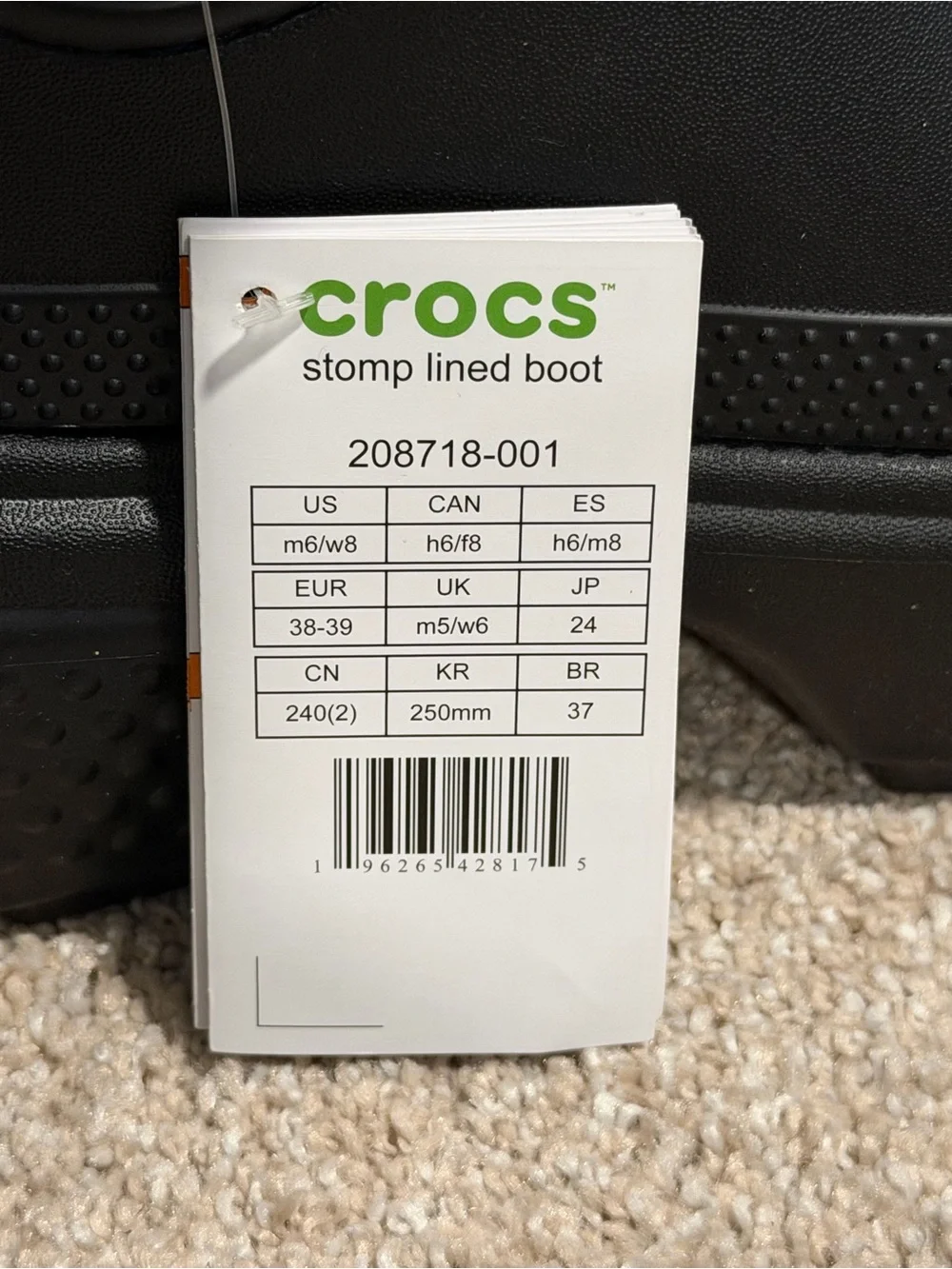 CROCS Black Faux-Fur Cuff Winter Clog Boots